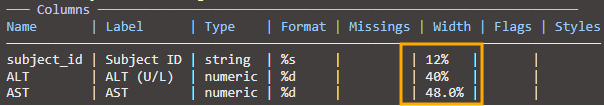 colwidth multiple locked